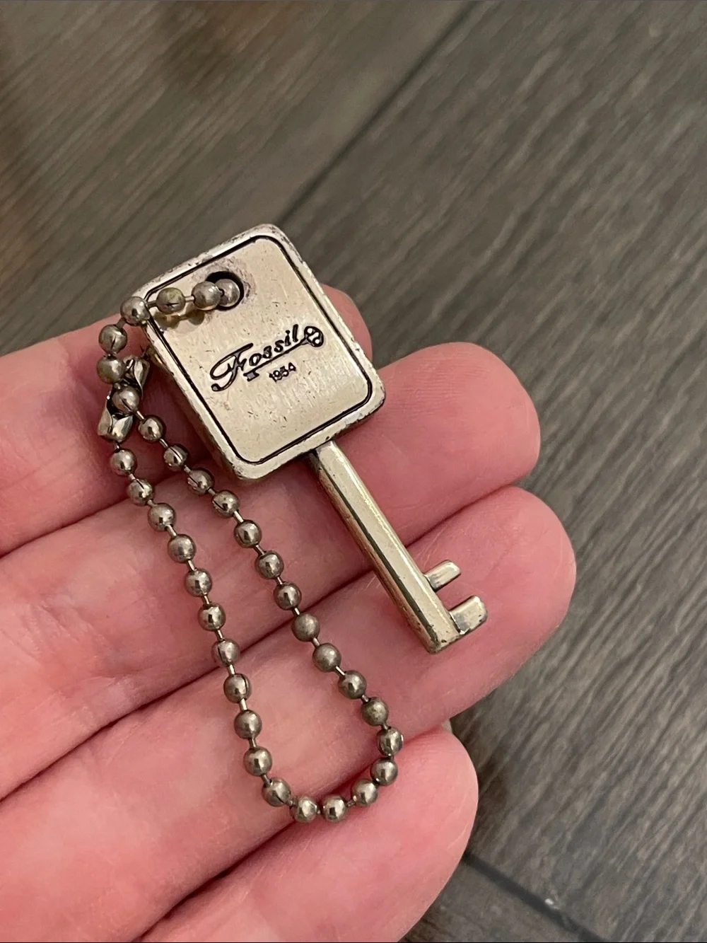 Fossil Brand Key Bag Charm on Ball Chain - Silver-tone